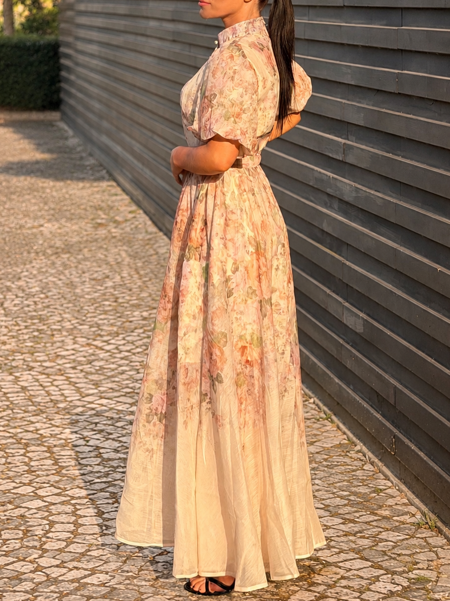 VESTIDO EM ORGANZA MANGAS BALÃO