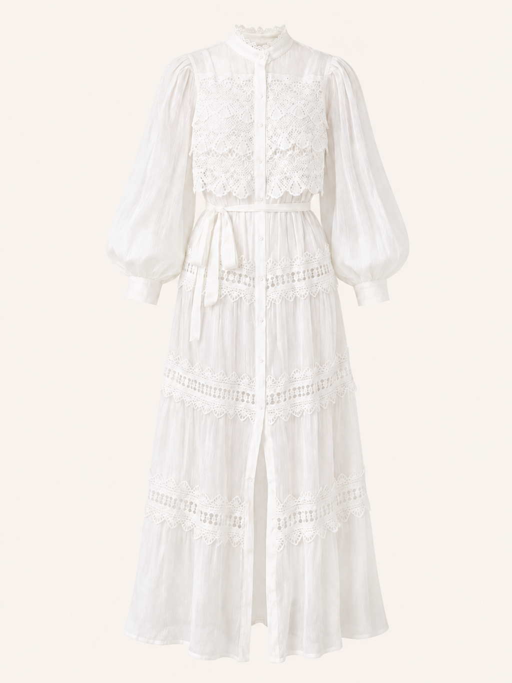 VESTIDO MIDI FLUÍDO EM RENDA