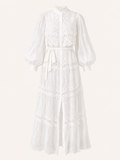 VESTIDO MIDI FLUÍDO EM RENDA