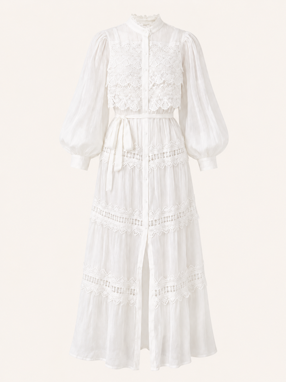 VESTIDO MIDI FLUÍDO EM RENDA