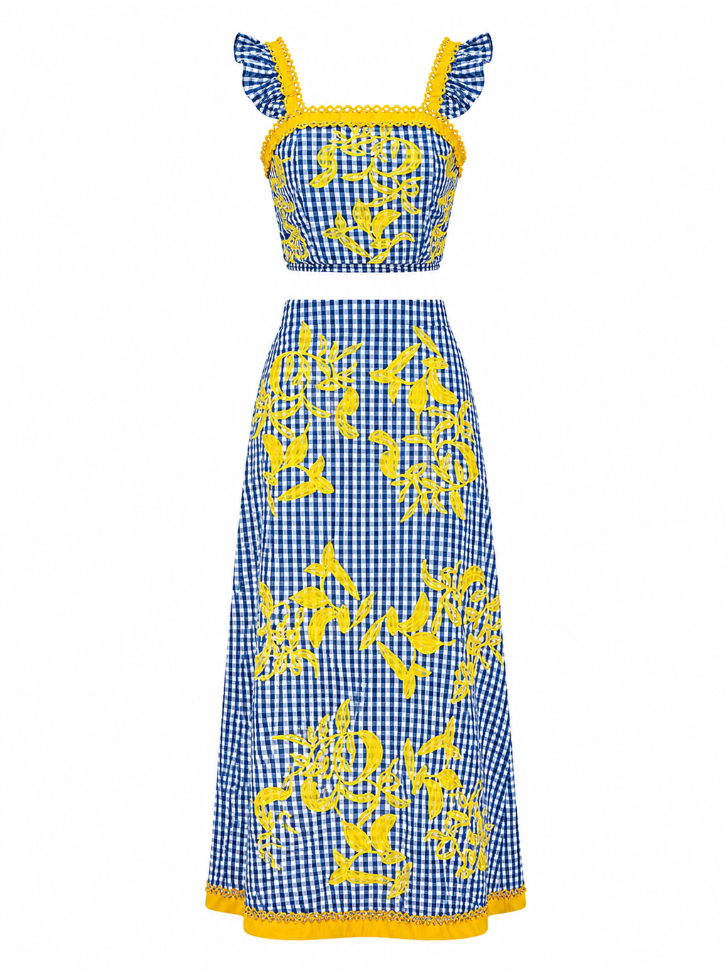 CONJUNTO AZUL BORDADO AMARELO