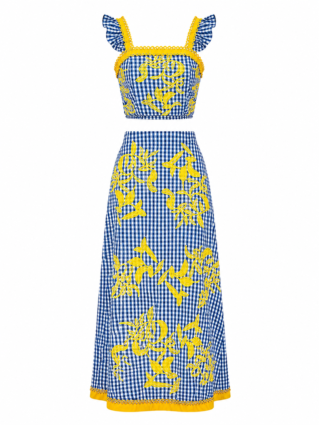 CONJUNTO AZUL BORDADO AMARELO