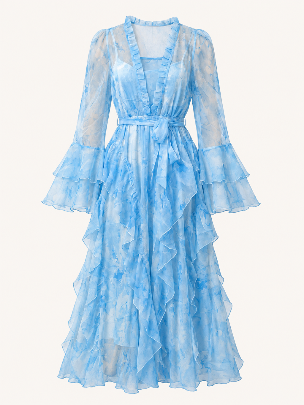 VESTIDO MIDI FLUIDO ORGANZA
