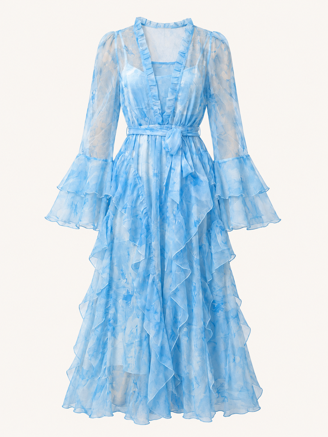 VESTIDO MIDI FLUIDO ORGANZA