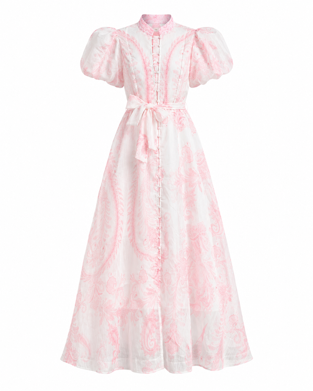 VESTIDO ROSA CORNOCÓPIAS MANGAS BALÃO