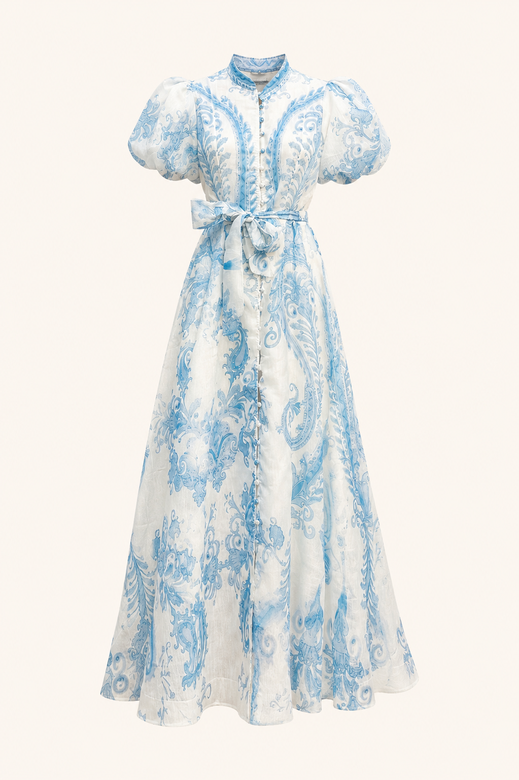 VESTIDO AZUL CORNOCÓPIAS MANGAS BALÃO